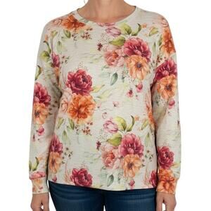 NEW NWOT PJ Salvage Sz Large Oatmeal Loungewear Brunch in Bed Blouse Shirt Top